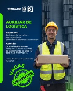 SINE-RJ oferece vagas urgentes de Auxiliar de Logística para moradores da Baixada Fluminense