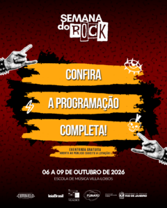 Semana do Rock 2026 reúne música, formação e memória do gênero na Escola de Música Villa-Lobos