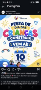 Instituto Construir promove festa gratuita em comemoração ao Dia das Crianças
